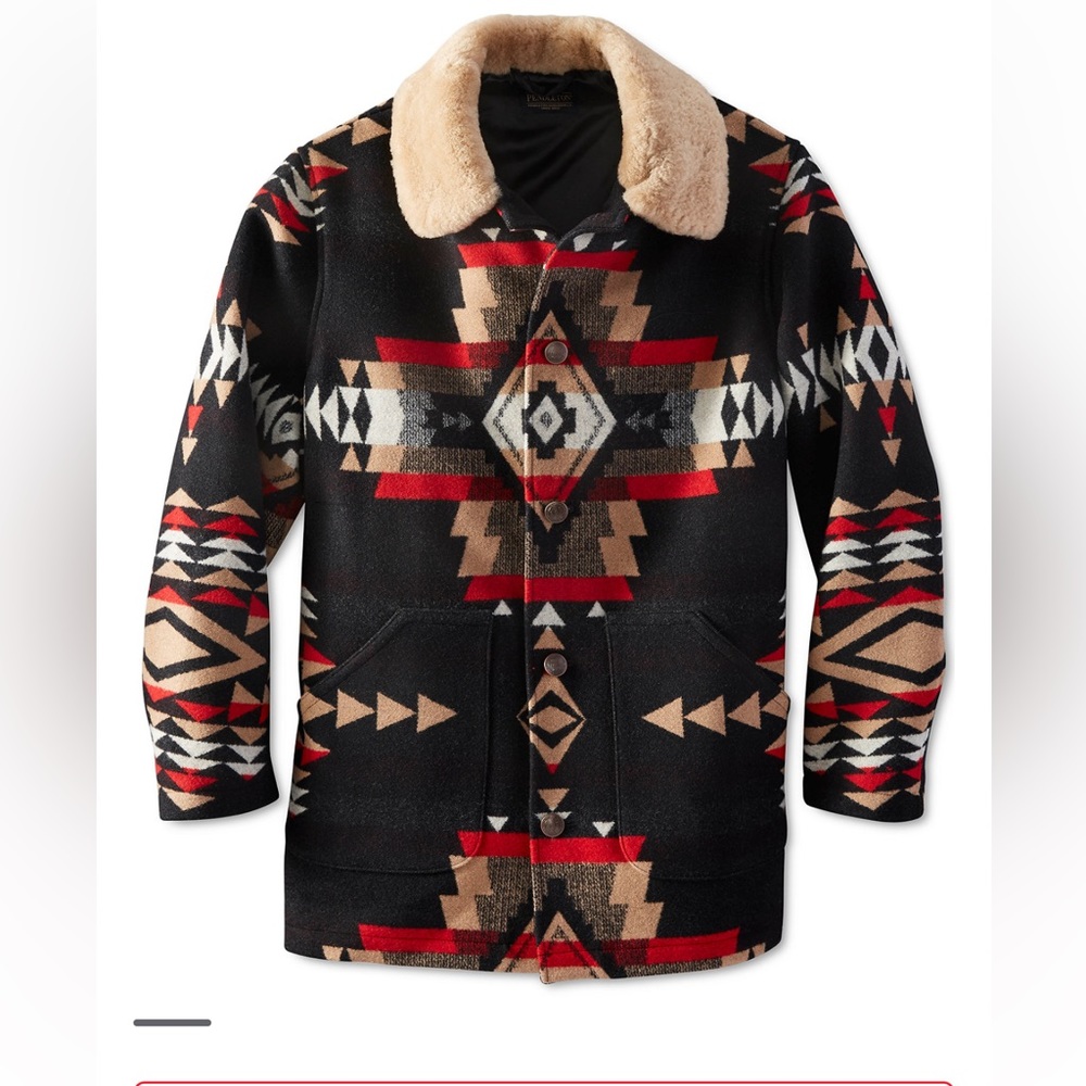 PENDLETON Brownsville Rock Point Geometric Coat with Shearling Collar XL
